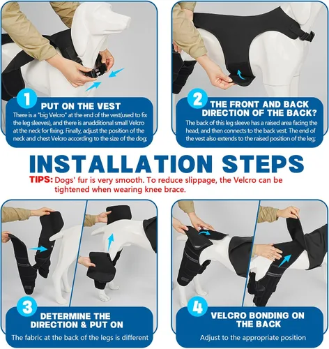 Miniatura 5 de Rodillera de perro para pierna trasera Acl, soporte de pierna de perro para pierna trasera, soporte de cadera ajustable para reducir el dolor
