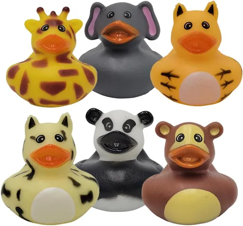 6 patos de goma para niños, zoológico de safari de animales, para baño, cumpleaños, baby showers, aula, verano, playa y piscina, recuerdos de