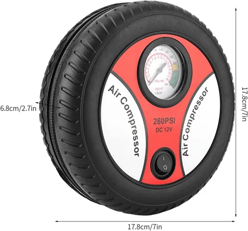 Miniatura 8 de Bomba portátil del compresor de aire del coche 12V, inflador visual del neumático de la bici de la motocicleta del indicador de presión del neumático