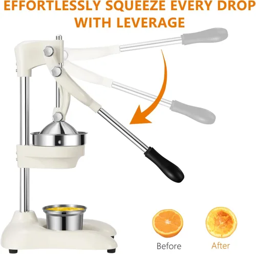 Miniatura 6 de TONGCHANT Exprimidor de hierro fundido, prensa de cítricos resistente de 19 pulgadas de alto con doble patrón Exprimidor manual para naranja limón