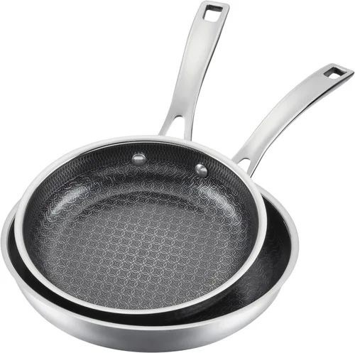 Juego de utensilios de cocina antiadherente de acero inoxidable Cuisinart FusionPlus, juego de 2 piezas de sartén con tecnología antiadherente
