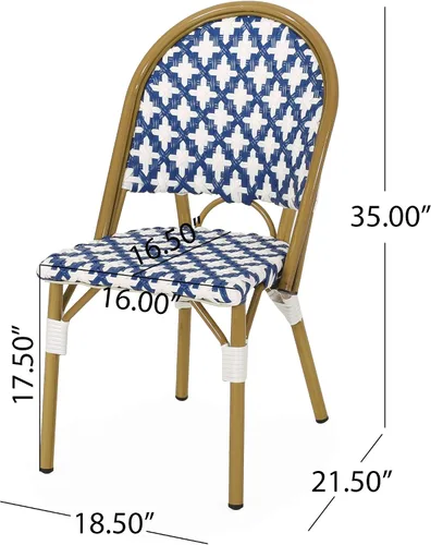 Miniatura 3 de Christopher Knight Home Anastasia - Silla francesa para exteriores (juego de 2), color negro + blanco + acabado de bambú