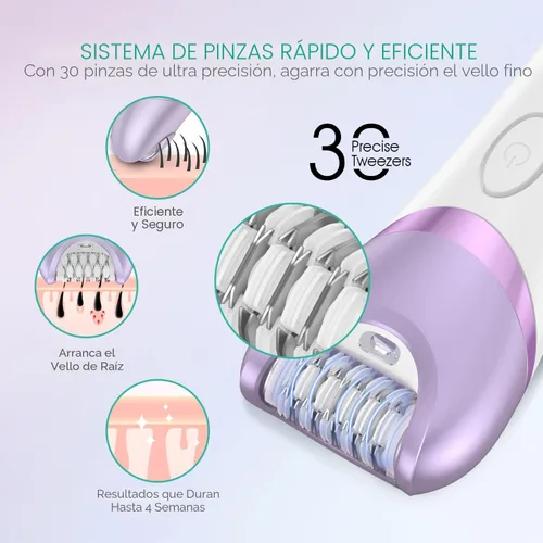 Miniatura 3 de VOYOR Depiladora para mujer, depiladora inalámbrica para mujeres, dispositivo de depilación 3 en 1 para piernas y brazos con 30 pinzas, afeitadora