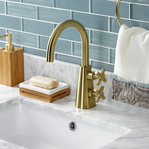 Miniatura 6 de Kingston Brass KS2297DX Constantine Grifo de baño de dos manijas de un solo orificio con Push Pop-Up, latón cepillado