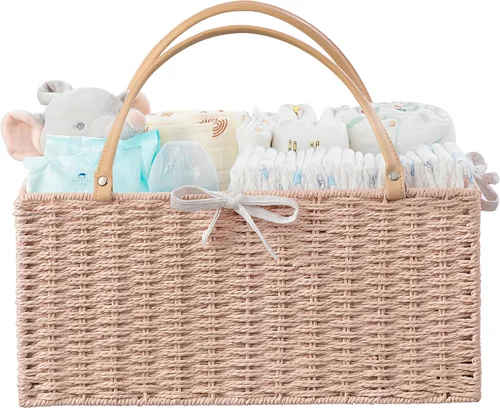 Miniatura 10 de HBlife Organizador Grande de Pañales para Bebé, Cestas de Almacenamiento de Cuerda de Papel Contenedor de Guardería con Divisor Extraíble