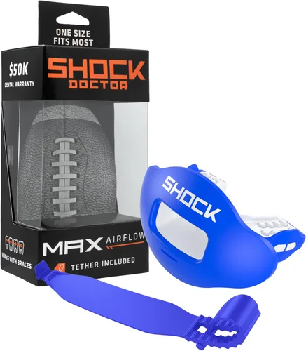 Miniatura 21 de Shock Doctor Protector Labial, Protector Bucal para Adultos y Jóvenes de Fútbol Americano con Correa, Boquilla de Fútbol Americano Transpirable