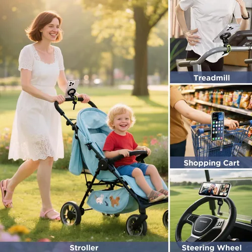 Miniatura 7 de OUTXE Soporte magnético de teléfono para cochecito, soporte de teléfono ajustable con Magsafe para carrito de compras, manillar de bicicleta