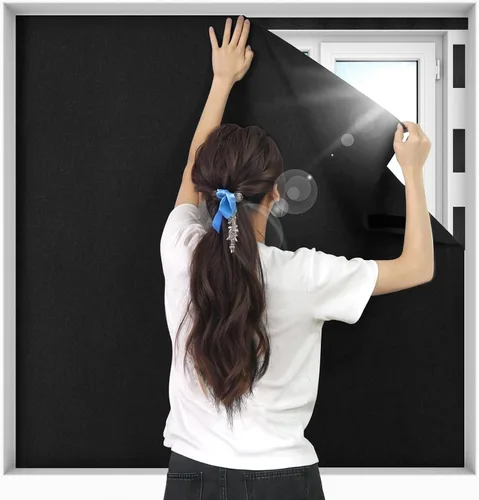 Miniatura 10 de BKSAI 100% Cortinas opacas mejoradas para dormitorio, persianas opacas portátiles con gancho y bucle sin varilla para viajes, cubierta de ventana