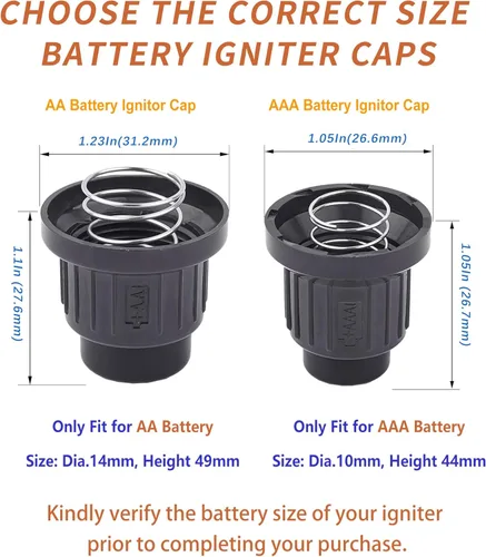 Miniatura 2 de 2 tapas de encendido de botón de batería AA, solo compatibles con batería AA (diámetro 0.571 in, longitud 1.988 in), tapas de repuesto de encendido