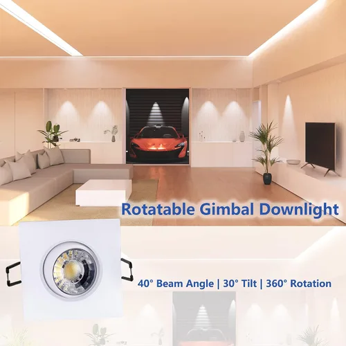 Miniatura 2 de POPANU Foco giratorio de cardán empotrado sin canless de 5 CCT de 3 pulgadas, lámpara de techo de globo ocular de 3 pulgadas, luces empotrables