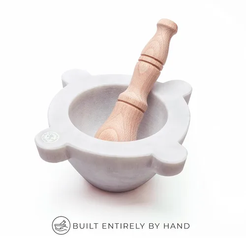 Miniatura 4 de Mortero y mortero de mármol de Carrara blanco Bembo - Modelo genovés (Ø 7.9 in / 7.9 ″) - Fabricado en Italia - Impuesto de importación incluido