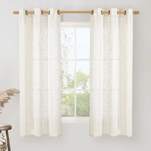 Miniatura 43 de LAMIT Cortinas de lino sintético para dormitorio, paneles filtrantes de luz, cortinas de lino con protección de privacidad con ojales para ventanas