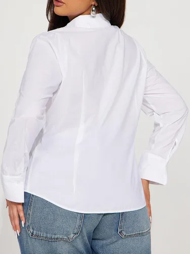 Miniatura 7 de Camisa de manga larga con botones para mujer, blusa de cintura ceñida, casual y para la oficina