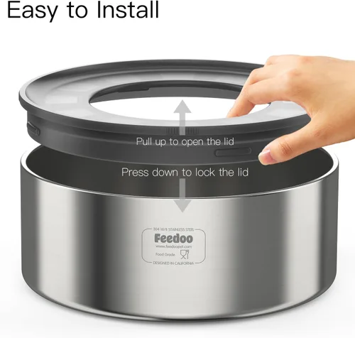 Miniatura 7 de Cuenco de agua antiderrames para perros, de acero inoxidable de doble pared con tapa a prueba de salpicaduras y disco flotante, base antideslizante