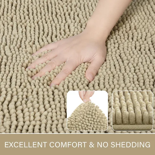 Miniatura 6 de LOCHAS Alfombra de Baño de Lujo Lanuda Tapete de Baño 20 x 30 Pulgadas, Lavable Antideslizante Alfombras de Baño para Ducha de Baño, Alfombras Beige