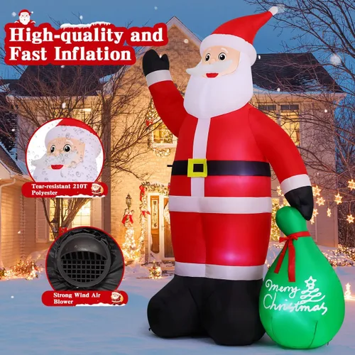 Miniatura 3 de GOOSH 3.14 m San Nicolás inflable de Navidad con movimiento, decoración de Santa Claus de Navidad al aire libre con bolsa de regalo y mano animada