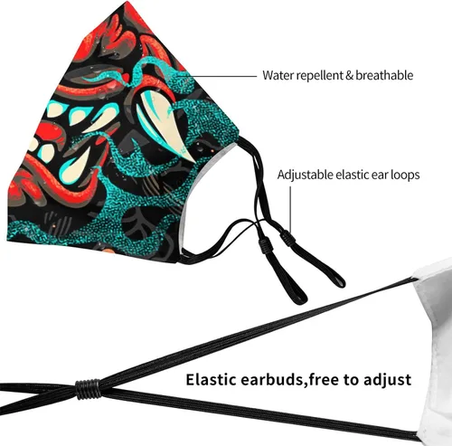 Miniatura 6 de 6 máscaras de moda lavables con aretes ajustables, bandana reutilizable, pasamontañas, universal para hombres y mujeres