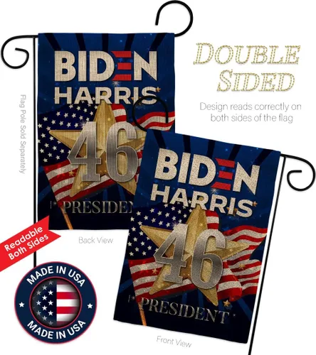 Miniatura 3 de Juego de banderas de jardín de arpillera con bandera de Biden Harris 46 para colgar en la pared, diseño patriótico, para el presidente demócrata