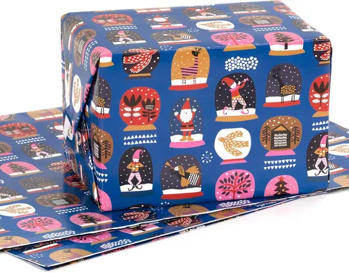 Miniatura 11 de MAYPLUSS Rollo de papel de regalo de Navidad, papel de regalo de 17 pulgadas x 16.5 pies con casa de árbol de Navidad azul marino copo de nieve