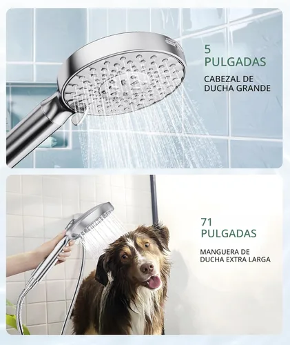 Miniatura 6 de SR SUN RISE Cabezal de ducha filtrado con mango de alta presión, 9 modos de rociado, cabezal de ducha desmontable, filtros suavizadores de agua