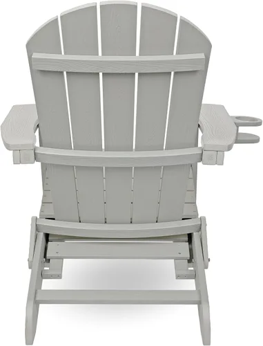 Miniatura 7 de Alpine Corporation Silla plegable Adirondack para exteriores de 38 pulgadas de alto con portavasos y otomana, diseño ergonómico clásico, muebles