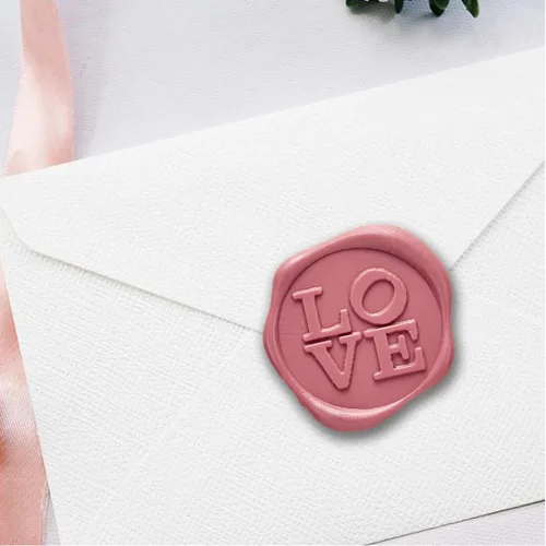 Miniatura 8 de Love - Calcomanías adhesivas para sellar cera, 25 unidades, prefabricadas con cera de sellado real (dorado)
