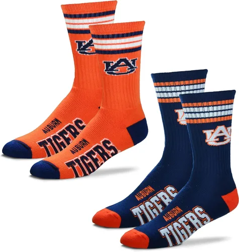 For Bare Feet Calcetines altos Deuce de la NCAA para hombre (paquete de 2), 4 rayas, talla L y M