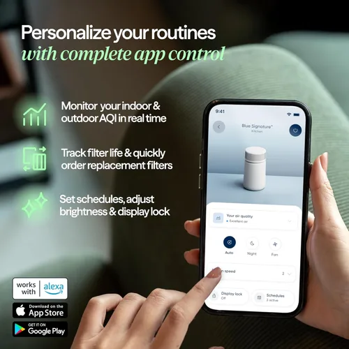 Miniatura 10 de BLUEAIR Blue Signature SP3i - Purificador de aire para habitaciones medianas de hasta 498 pies cuadrados, filtración HEPASilent, control inteligente