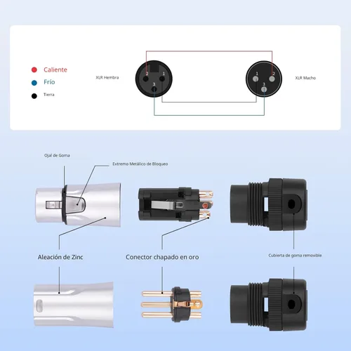 Miniatura 2 de Conectores XLR de 3 pines, enchufes XLR de 3 pines macho/hembra para micrófono de audio, conector de enchufe de cable de micrófono de audio, 1 macho