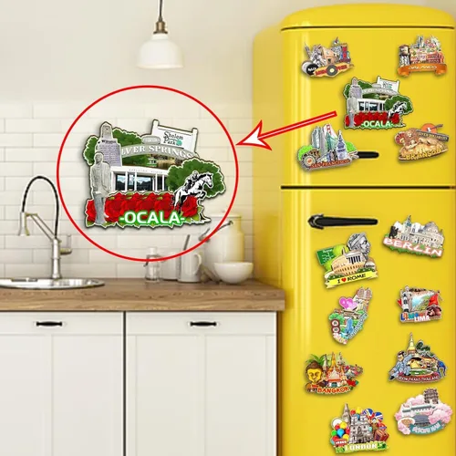 Miniatura 4 de Ocala - Imán de madera para nevera, diseño 3D de Florida, Estados Unidos, decoración de recuerdos coleccionables, hecho a mano, 2