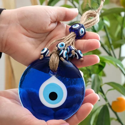 Miniatura 8 de BCS Decoración azul contra el mal de ojo para colgar en la pared, 4 pulgadas, cristal hecho a mano, amuleto turco de nazar de buena suerte y amuleto