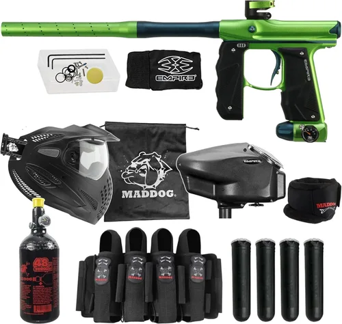 Miniatura 10 de Maddog Empire Mini GS - Marcador de pistola de paintball completo con tanque HPA, Empire Halo Too Loader, gafas térmicas antivaho para máscara