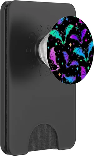 Miniatura 7 de Patrón de murciélagos góticos de Halloween con diseño de murciélagos espeluznantes en negro PopSockets intercambiable PopGrip