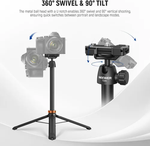 Miniatura 6 de NEEWER Basics Trípode selfie stick de 150 cm compatible con iPhone, cámara DLSR, Canon, Sony, pequeño soporte de mesa de metal portátil
