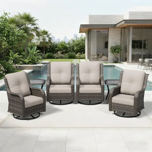 Miniatura 49 de Joyside Juego de sillas de mimbre para patio, juego de 3 piezas de mimbre para exteriores con 2 sillas reposabrazos y 1 mesa auxiliar para terraza