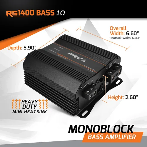 Miniatura 3 de PRV Audio Amplificador de subwoofer monobloque clase D de 1400 vatios RS1400 BASS 1 ohmio - 12 voltios amplificador para automóvil, crossover