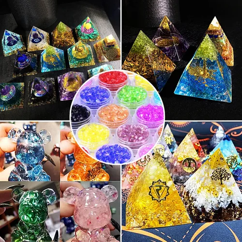 Miniatura 3 de 48 caja de vidrio triturado con purpurina fina para arte de resina, pequeñas piezas de vidrio roto irregulares, chips de cristal metálico, escamas