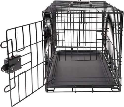 Miniatura 3 de Amazon Basics Jaula portátil y plegable de alambre de metal para perros pequeños con bandeja extraíble, panel divisor, puerta individual, fácil