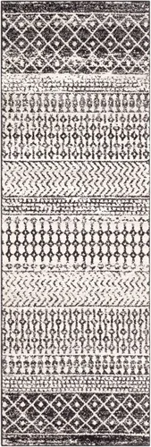 Miniatura 4 de Livabliss Alfombras de Área - Alfombra Chester Boho Marroquí Negra de 2x16 para Sala de Estar y Dormitorio - Alfombra Geométrica Blanca y Gris