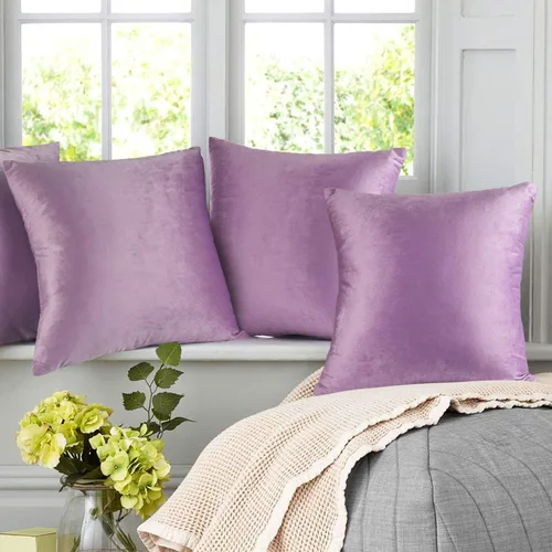 Miniatura 8 de Nestl Fundas de cojín decorativas, acogedoras fundas de almohada de terciopelo lavanda 51 x 51 cm, suaves fundas de almohadón sólido para sofá, cama