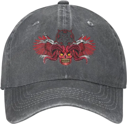 Miniatura 2 de Cowboy Hat Trendy Hats for Man and Women Djustable Four Season Outdoor Baseball Cap of Hell Skull with Angel Deep Heather