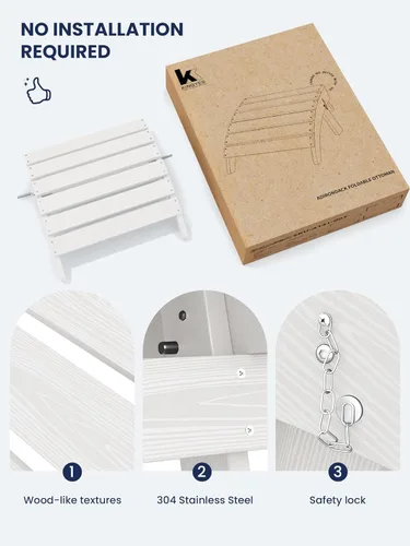 Miniatura 7 de KINGYES Otomana Adirondack plegable para silla Adirondack, color blanco