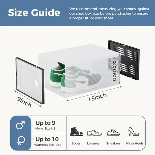 Miniatura 3 de DUMOS Cajas de almacenamiento de zapatos, paquete de 12 contenedores transparentes apilables para zapatos con tapas, organizador de zapatos