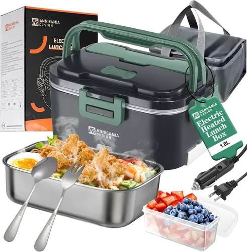 Miniatura 8 de Annie & Mia Design Fiambrera eléctrica para adultos, 100 W, 1.8 L, calentador de alimentos portátil para hombres, lonchera térmica para adultos