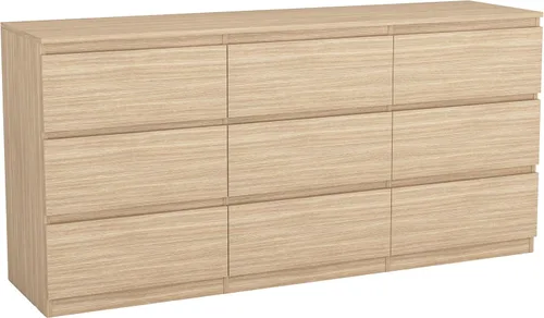 Miniatura 21 de Vibe & Dine Cómoda doble de 8 cajones, cómoda de madera moderna con amplio almacenamiento para armario, dormitorio, sala de estar, color negro
