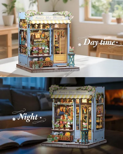 Miniatura 5 de CUTEBEE - Kit de rincón de libros - Kit de casa de muñecas en miniatura DIY para adultos, decoración de estantería de casa pequeña Booknook