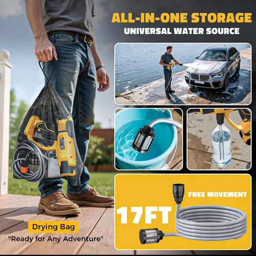 Miniatura 6 de Ecarke Herramienta de limpieza portátil para automóvil compatible con batería Dewalt de 20 V, boquilla 6 en 1 y cañón de espuma, ajuste de 3