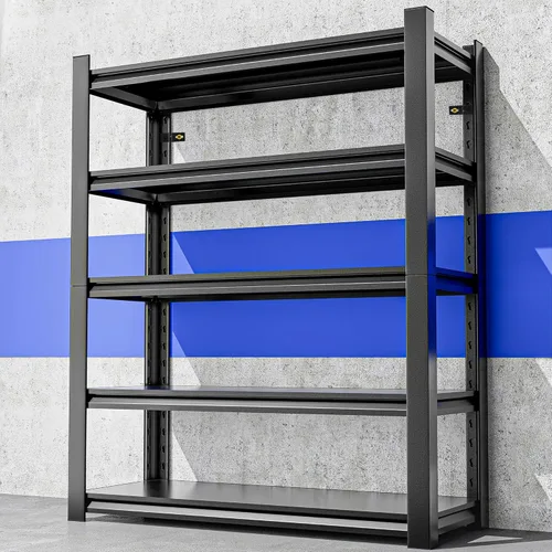 Hzdbhd Estantería de garaje, 5 niveles de 72 x 47.2 x 23.6 pulgadas, estantes de almacenamiento de metal grueso resistente, estantes y