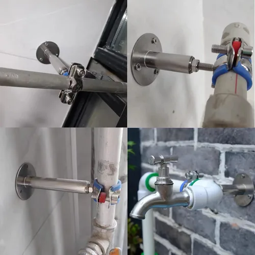 Miniatura 6 de 2 soportes de tubo de montaje en pared de acero inoxidable 304, abrazadera de correa de tubo ajustable con tornillos para tubo OD de 0.591-0.748 in