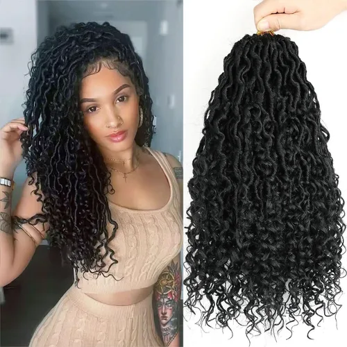 Miniatura 18 de LMZIM Cabello de ganchillo Goddess Locs de 14 pulgadas, 8 paquetes de Faux Locs trenzas de ganchillo para mujeres negras, cabello de ganchillo #2